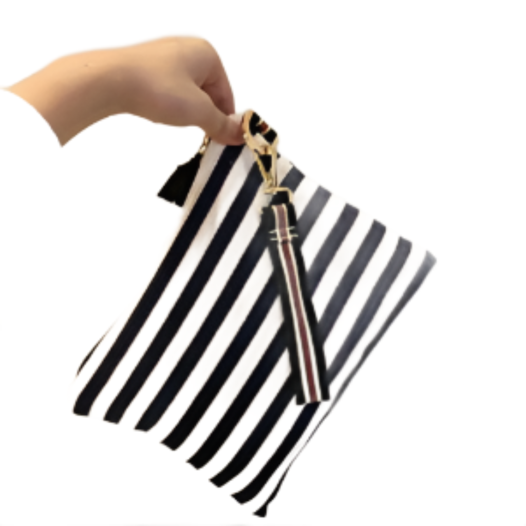 Striped Canvas Cosmetic Pouch