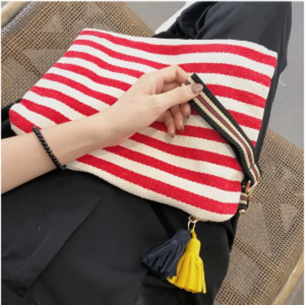 Striped Canvas Cosmetic Pouch