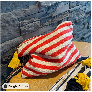 Striped Canvas Cosmetic Pouch