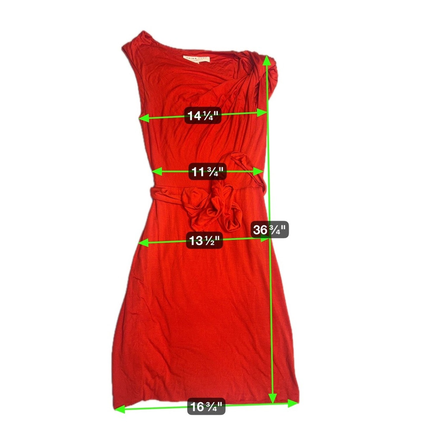 Trina Turk Dress Size 0 Red Sleeveless One Shoulder Party Cocktail Fitted