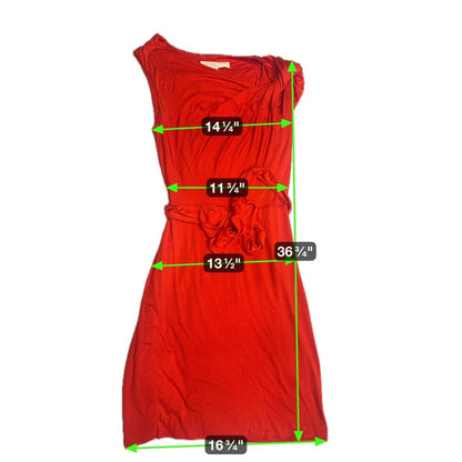 Trina Turk Dress Size 0 Red Sleeveless One Shoulder Party Cocktail Fitted