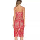 BCBGMAXAZRIA Red Lace Midi Dress Size 0 Cocktail Party Wedding Guest