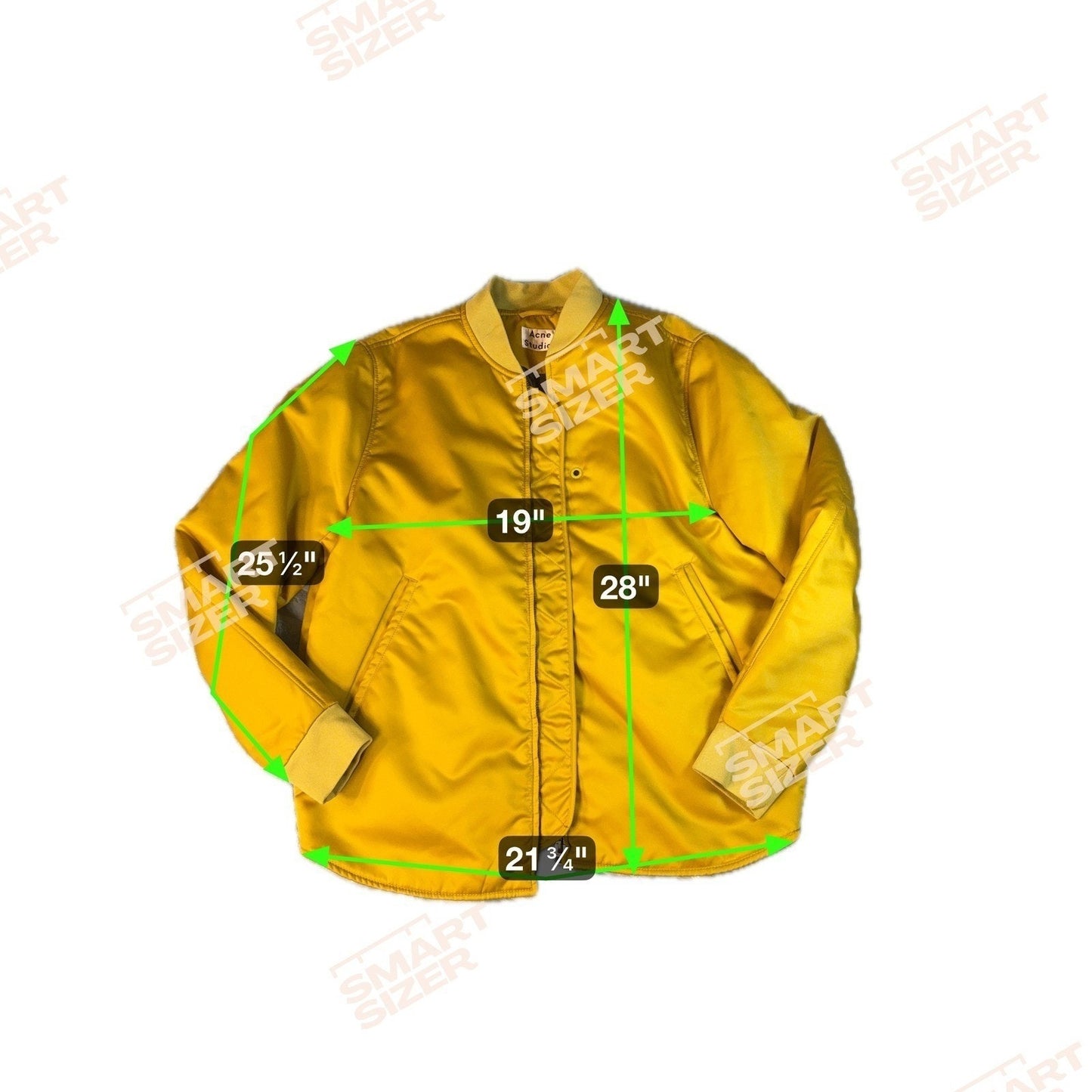 Acne Studios Bomber Jacket Yellow Satin Snap Button Mens Size Medium