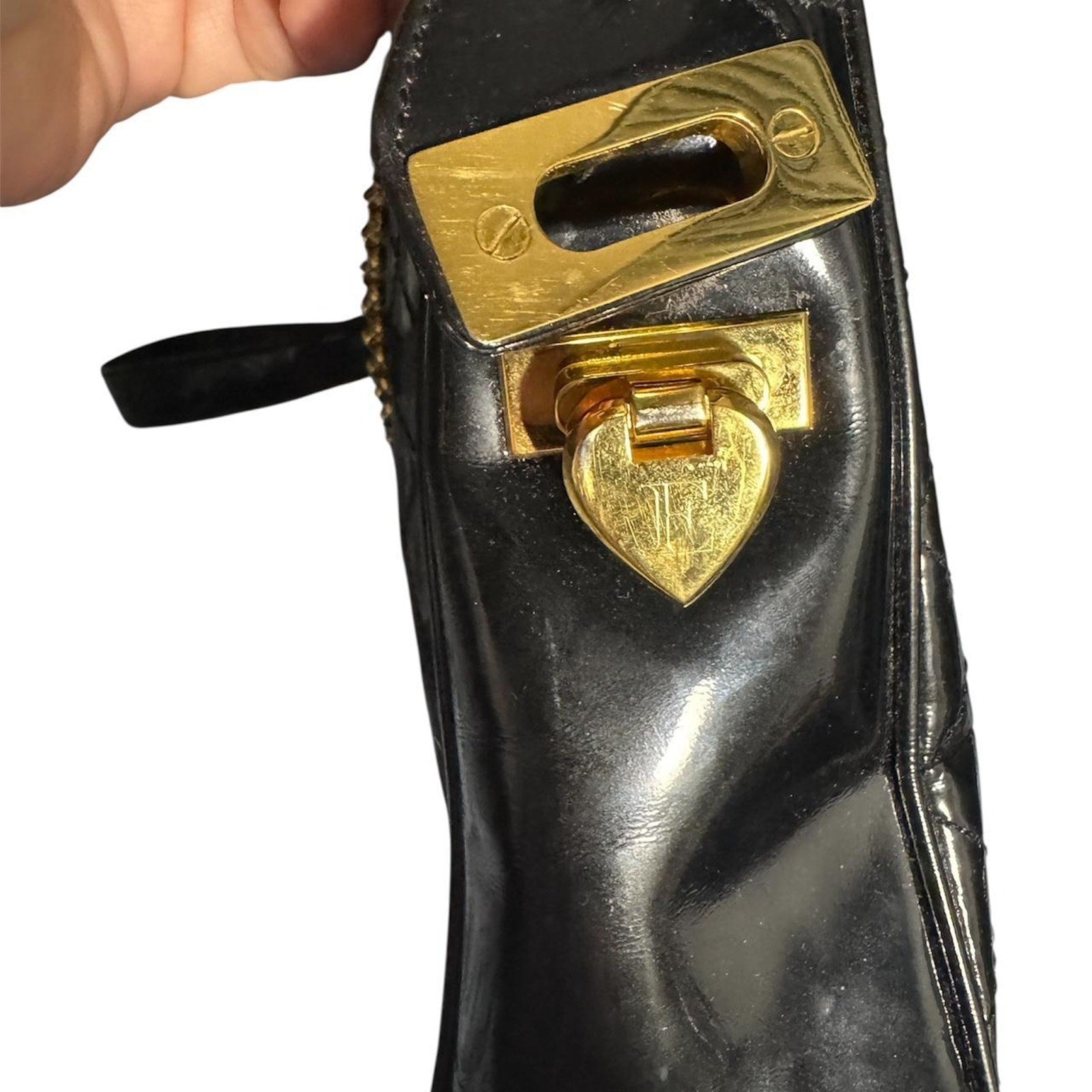 Escada quilted patent leather