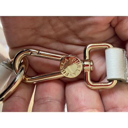 Furla Cream Leather Crossbody Shoulder Bag Flap Zip Closure Gold Hardware