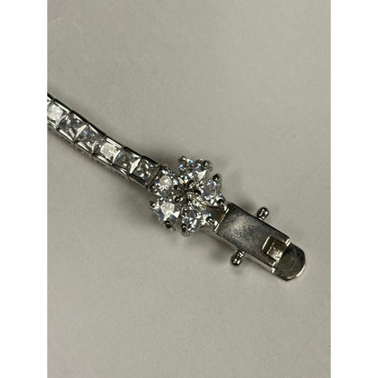 Sparkling Crystal Tennis Bracelet Silver Tone Rhinestone Link Glamorous