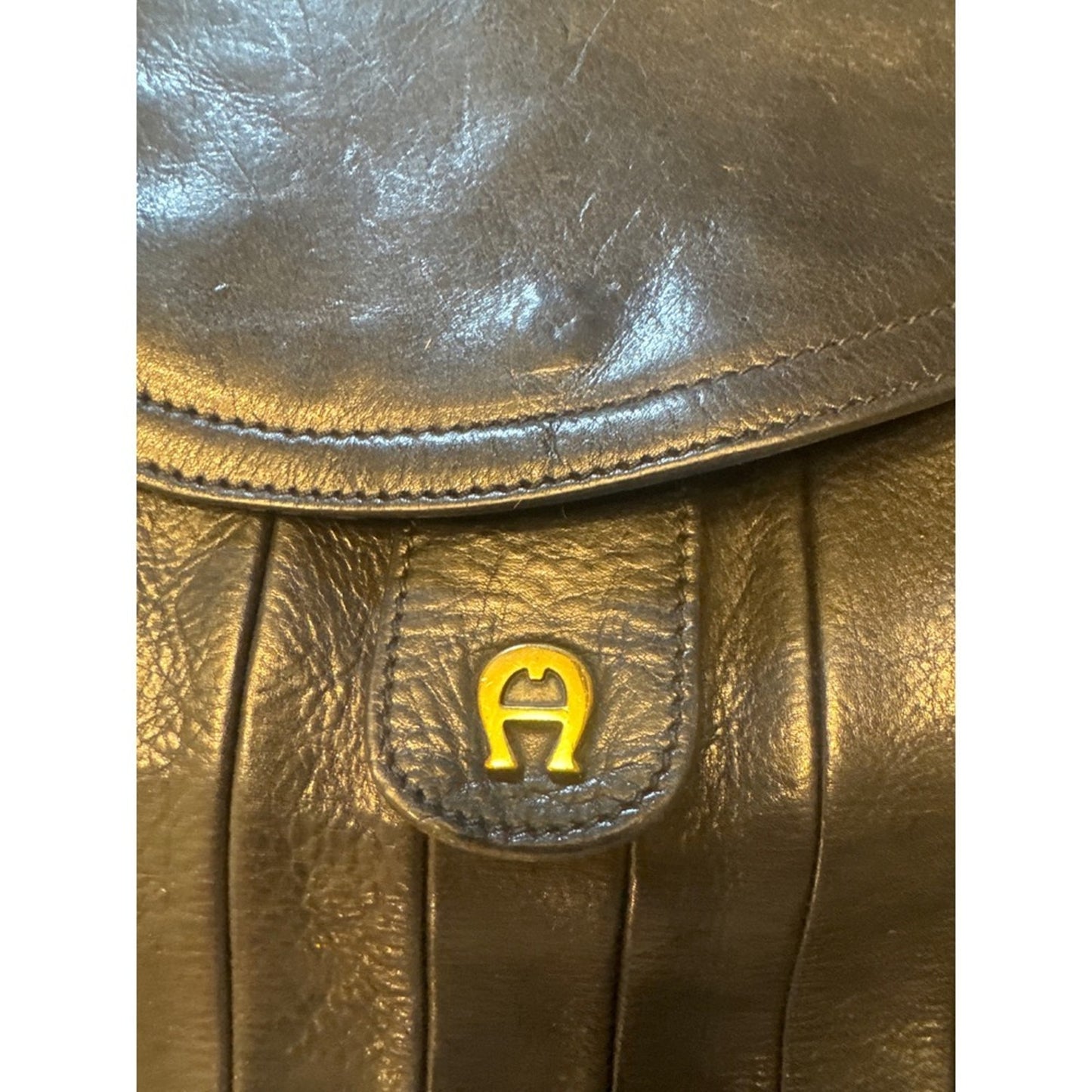 Etienne Aigner Vintage Black Leather Shoulder Bag Purse Flap Crossbody Bag