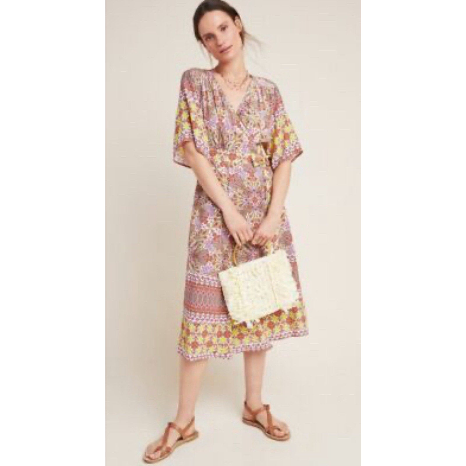 NWT $170 Anthropologie KACHEL Mirabelle Midi Boho Wrap Dress Floral SZ 2P Petite
