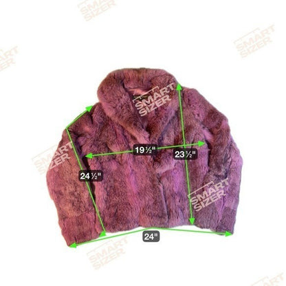 Max Mara Fur Jacket Pink Rabbit Fur Cropped Collar