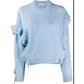 3.1 Phillip LimRuffle Trim Knit Sweater Baby Blue Lightweight Knit Size S