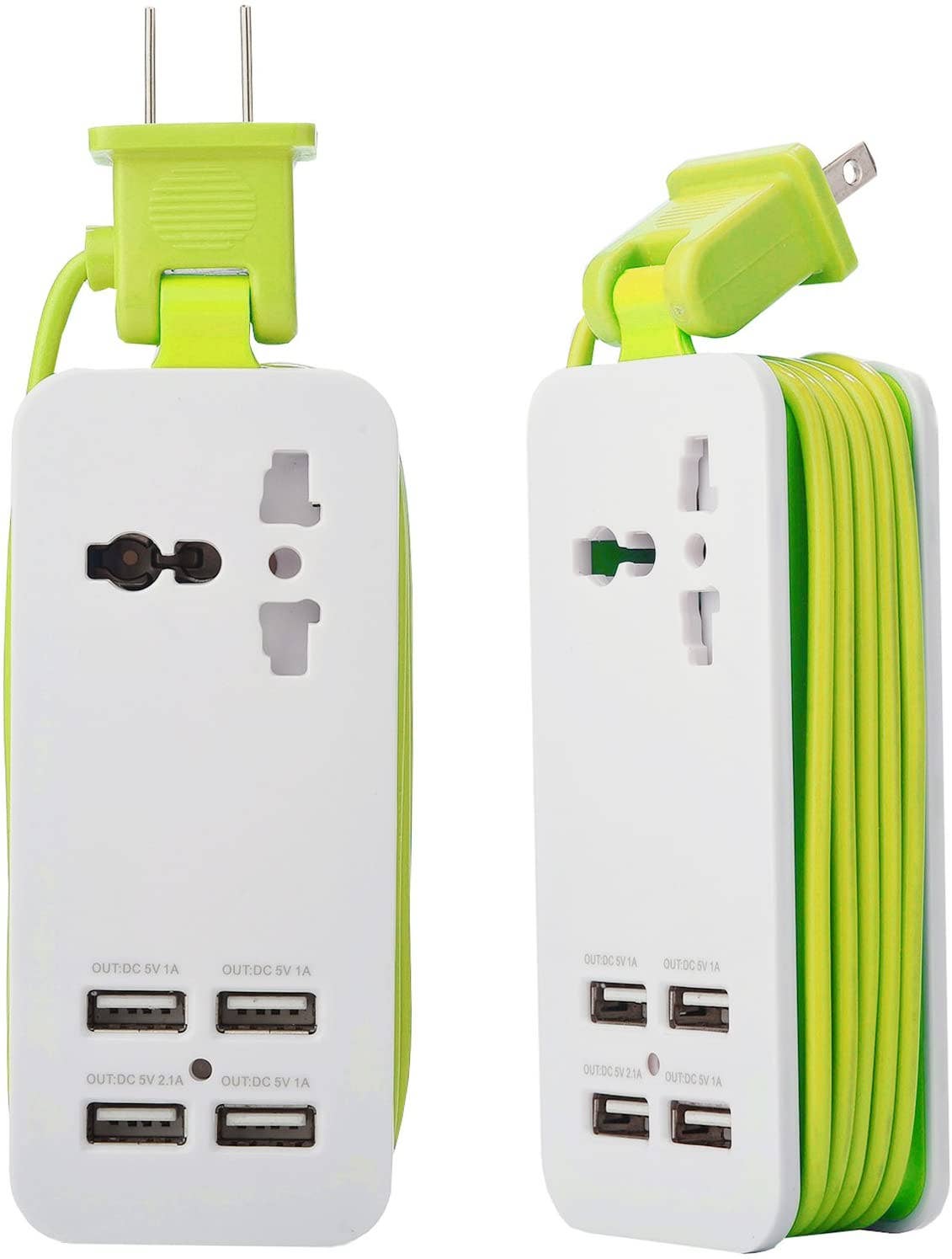 Travel Charger with 4 USB Ports: Green