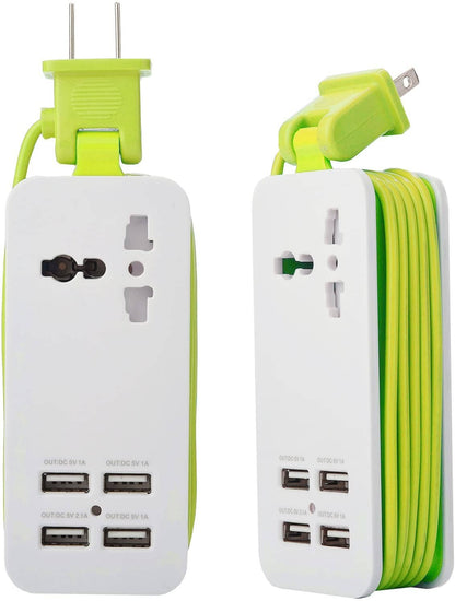 Travel Charger with 4 USB Ports: Green