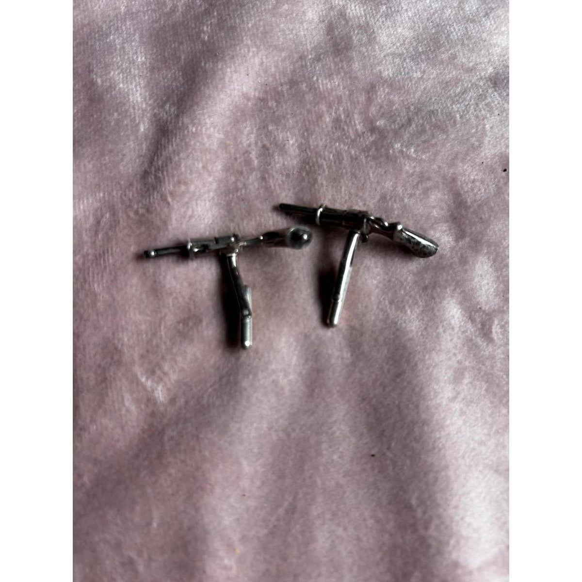 Ted Cavanaugh Silver Revolver Novelty Cufflinks
