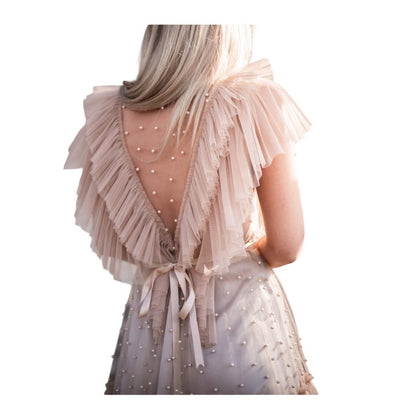IDA SJÖSTEDT 039 Nathalie Dress Pearl Embellished Tulle Ruffle Mini Pink
