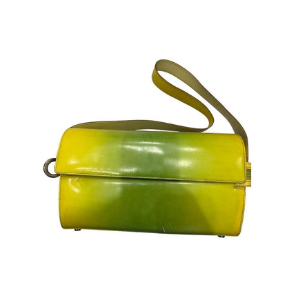 Salvatore Ferragamo Shoulder Yellow Green Ombre Patent Leather Gancini Accent