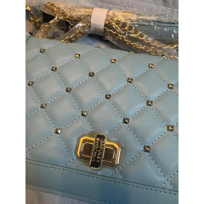 Badgley mischka blue quilted studded
