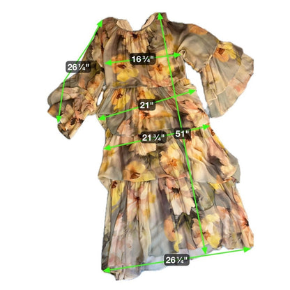 Other Stories Floral Tiered Ruffle Midi Dress M