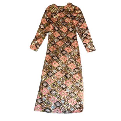 Ghost Spell Sequin Embellished Maxi Dress Geometric Print Long Sleeve XlL