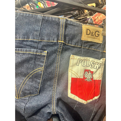 Dolce & Gabbana D&G Mens Polska Poland Flag Dark Wash High Waist Jeans Size 30