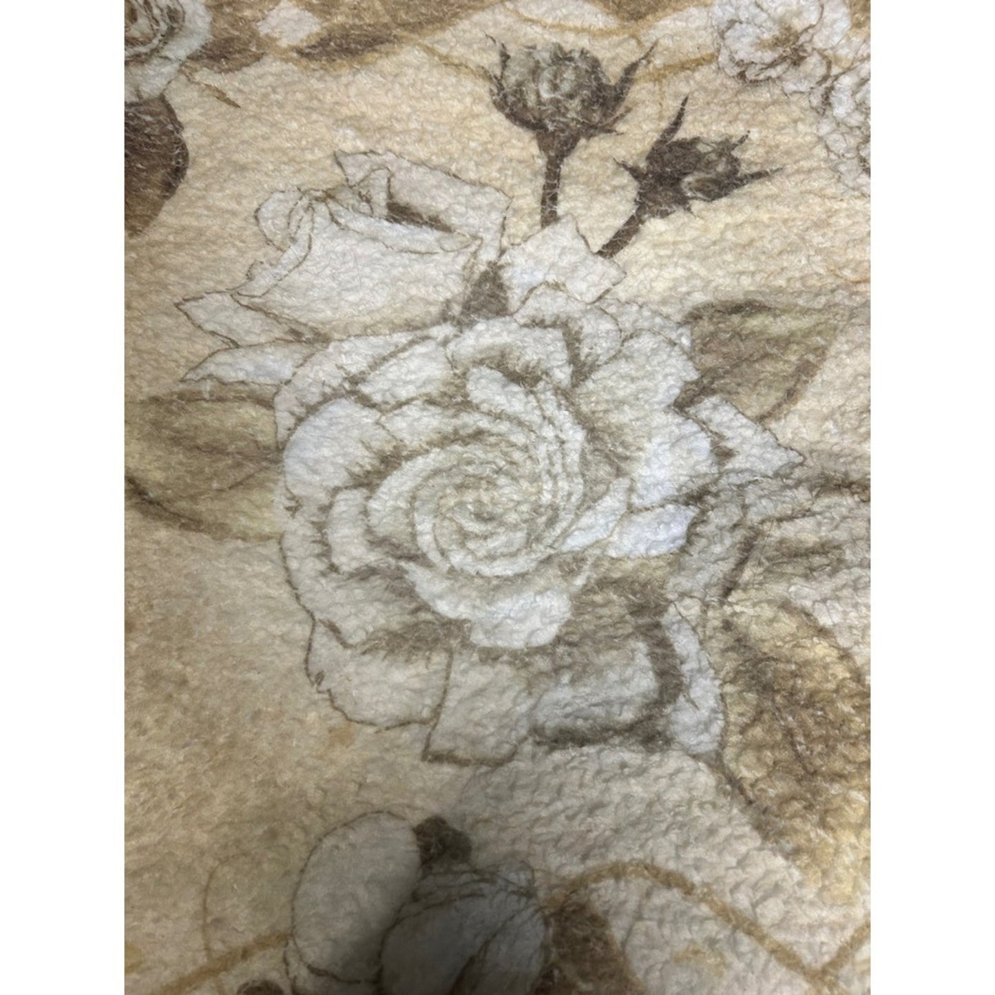 Acne Studios Floral Rose Textured Fuzzy Short Sleeve Top Beige Olive Green S