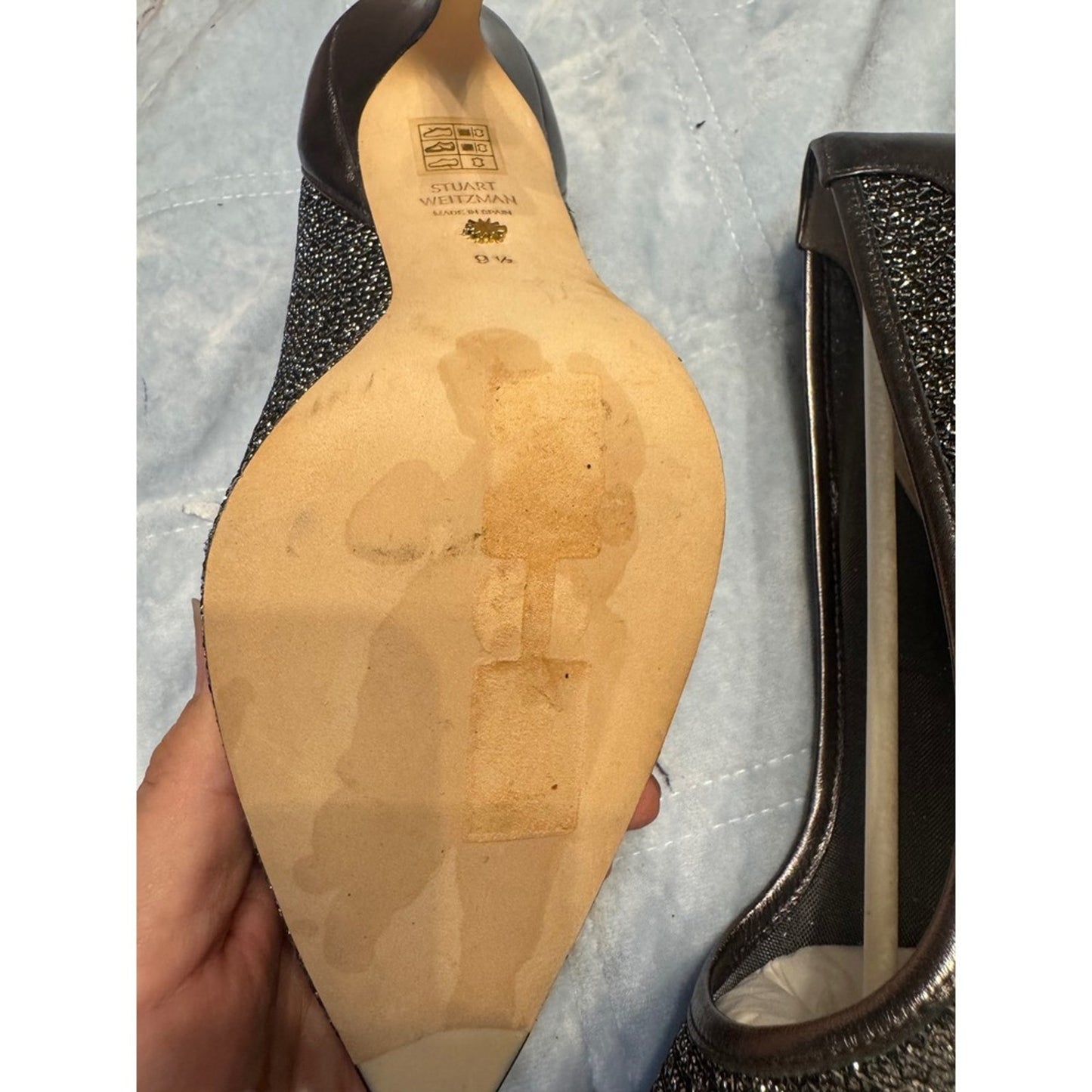 Stuart Weitzman Glitter Pointed Toe Pumps Heels Shoes Size 9.5