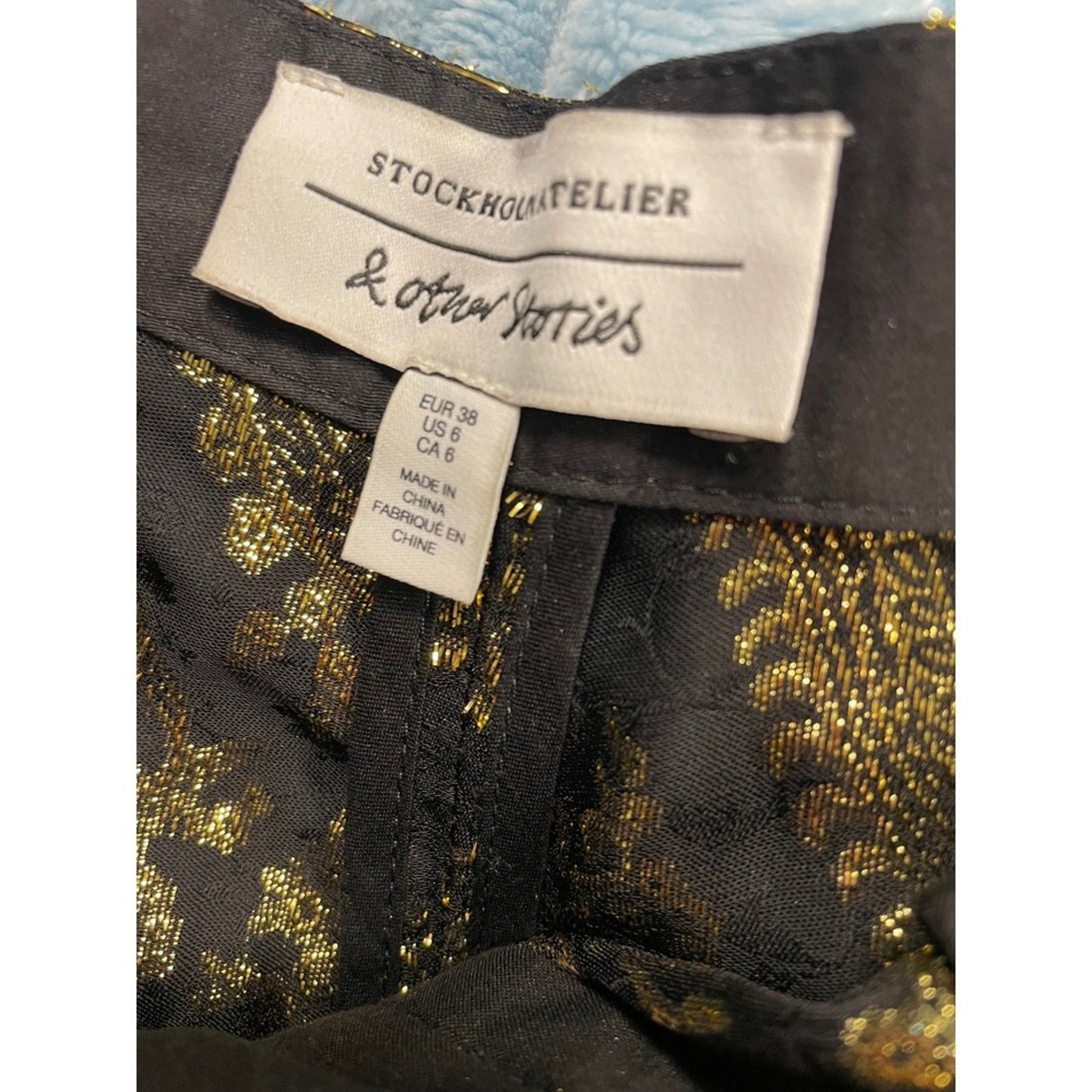 2 Other Stories Black Gold Paisley Jacquard Wide Leg Pants EU 38 US 6