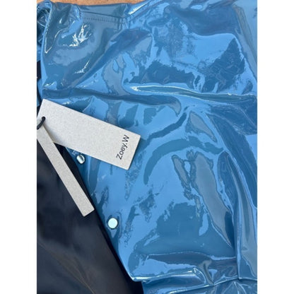 Zoey W Blue Patent Cropped Button Front Jacket size M NWT