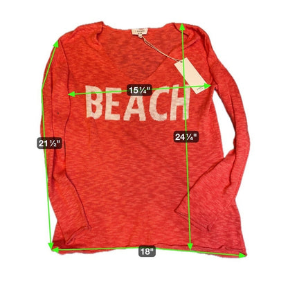 J Society Coral Beach V Neck Lightweight Knit Sweater Top Size S