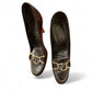 Prada Black Leather Chain Link Loafer Pumps Heels Size 39.5 Made in Italy