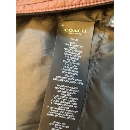 Coach Long Down Puffer Coat Womens Burgundy Quilted Outerwear