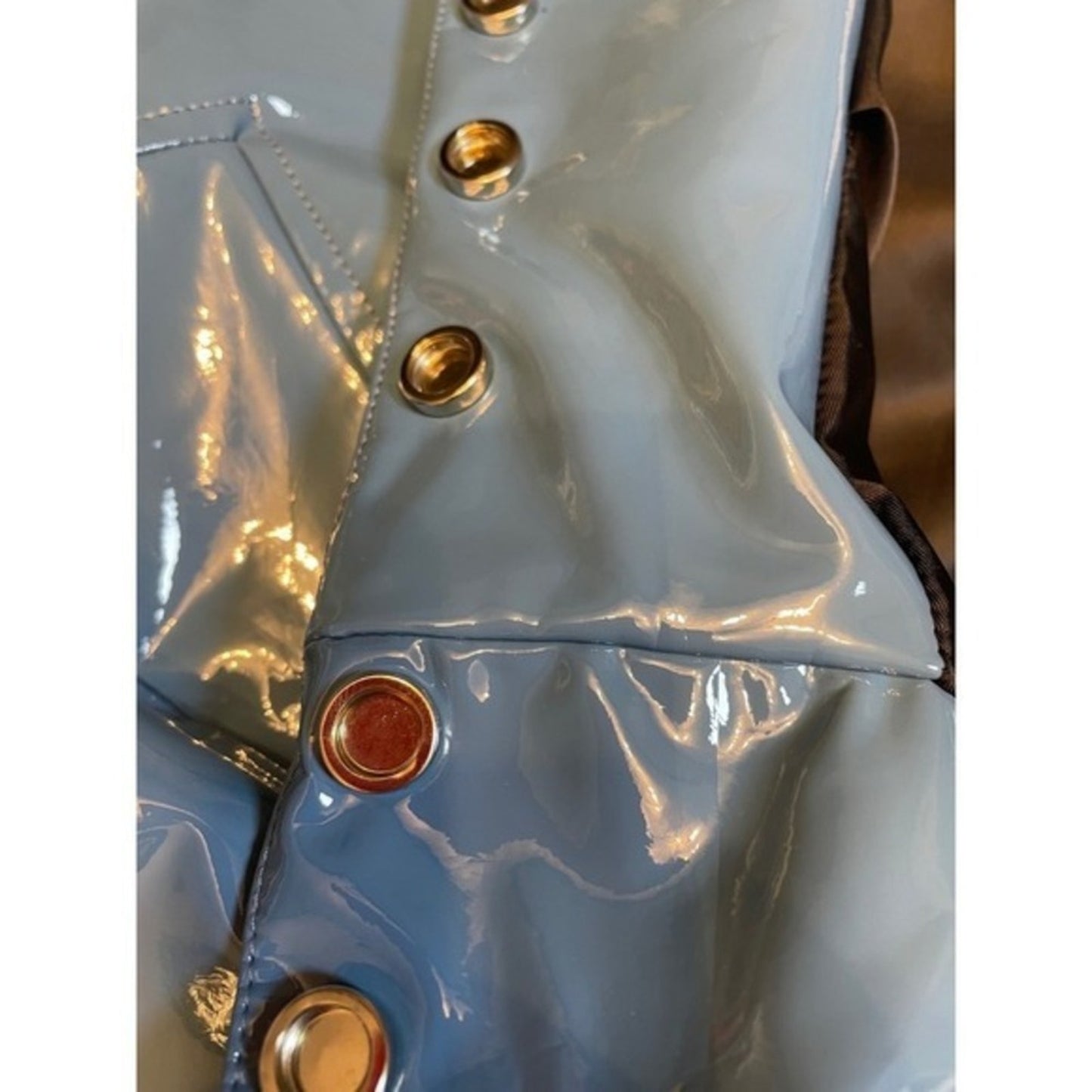 Zoey W Blue Patent Cropped Button Front Jacket size M NWT