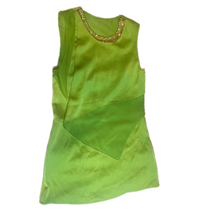3.1 Phillip Lim Green Mod Mini Dress Sleeveless Cocktail Party Gold Trim Details size 0