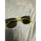 Fendi Sunglasses Black Frame Gold Brow Bar Neon Green Accents Designer Italy