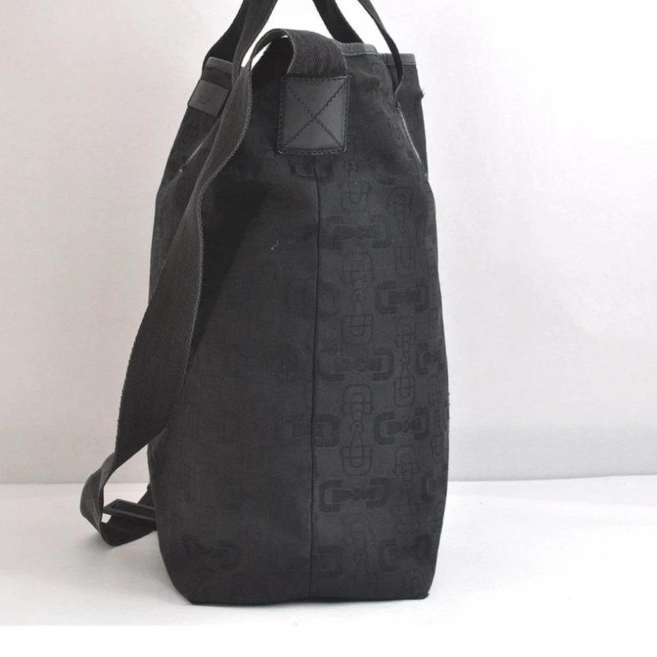 Gucci Horsebit Black Canvas Tote — Vintage Classic Style