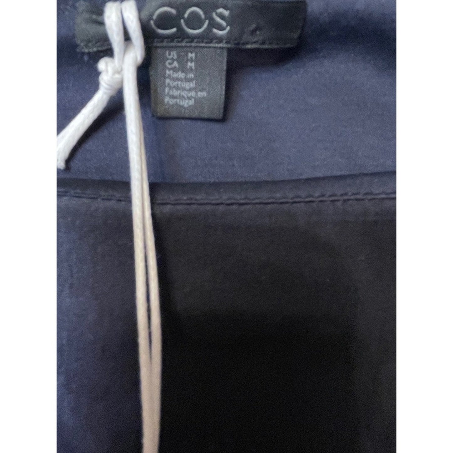 COS Asymmetrical Drape Twist Long Sleeve Top Navy Blue Size M NWT