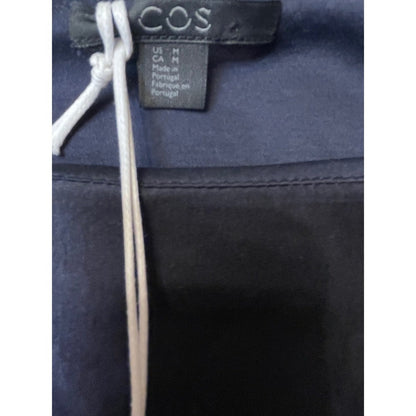 COS Asymmetrical Drape Twist Long Sleeve Top Navy Blue Size M NWT
