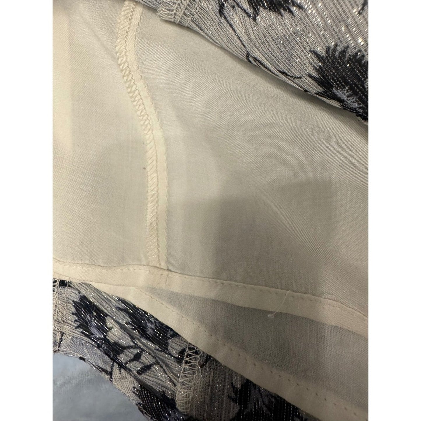 Rebecca Taylor Floral Metallic Silk Blend Long Sleeve Top Size 4