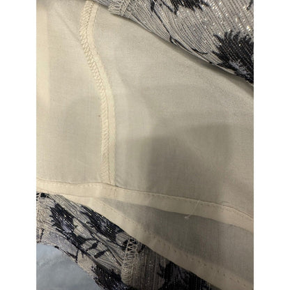 Rebecca Taylor Floral Metallic Silk Blend Long Sleeve Top Size 4