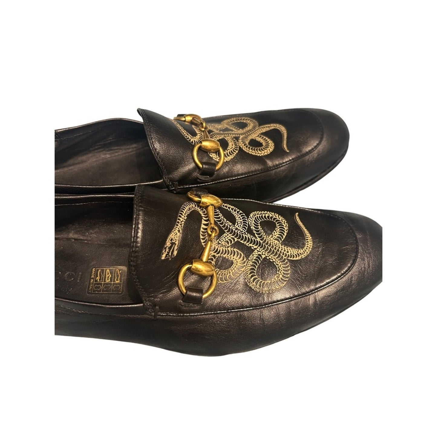 Gucci Kingsnake Horsebit Loafers Mens 8 Black Leather Jordaan  Good Embroidered