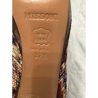 Missoni Women's Heels Size 37.5 Multicolor Zigzag Peep Toe Platform Pumps