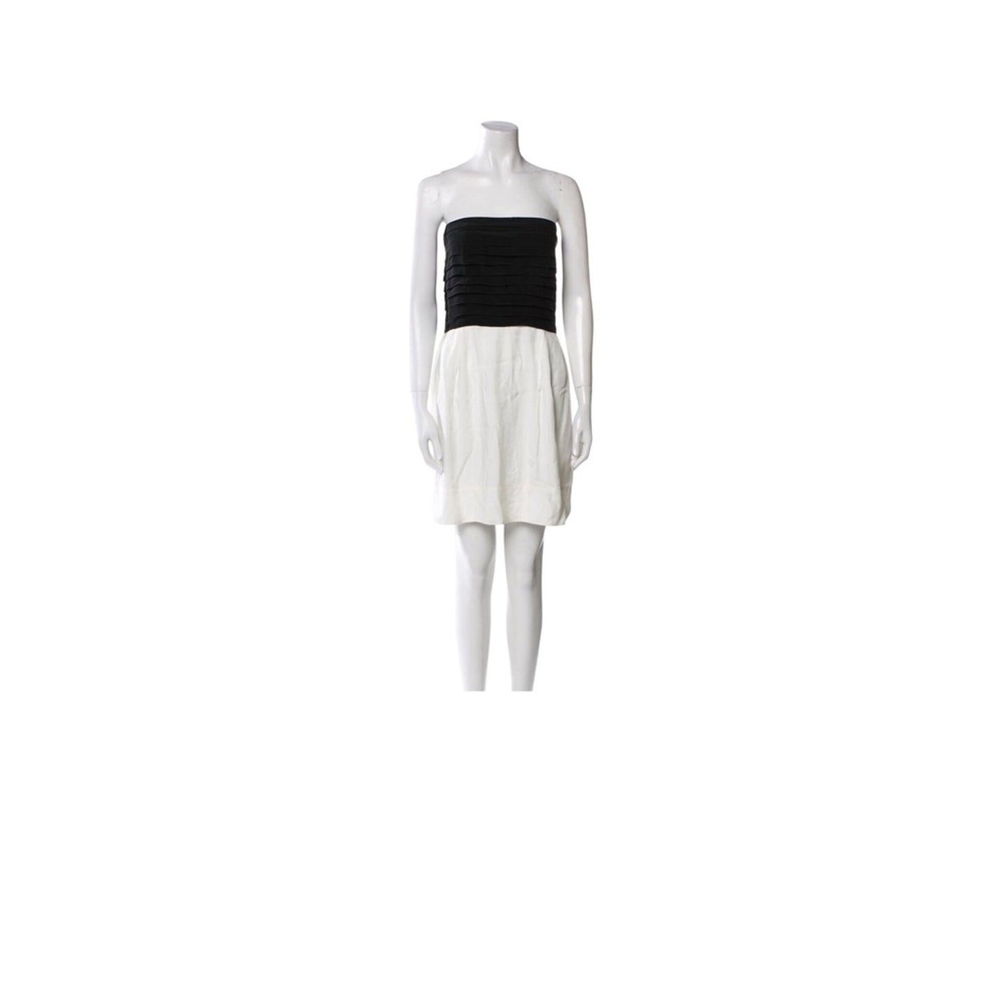 Sandro Silk Mini Dress Black White Strapless Size L