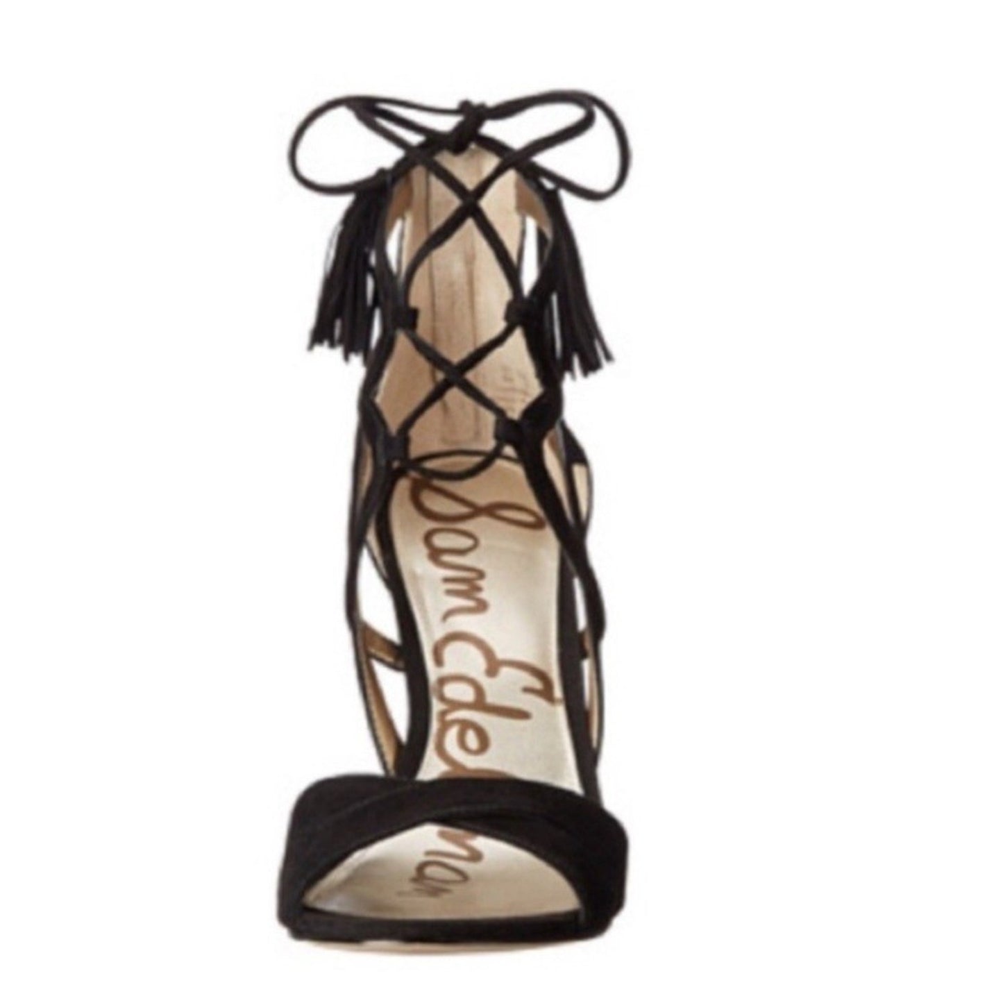 NWT Sam Edelman  Azela Black Suede Tassel Tie Up Gladiator Stiletto Heels Size 6