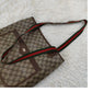 Authentic Vintage Gucci Monogram Canvas Tote Bag Red Green Stripe