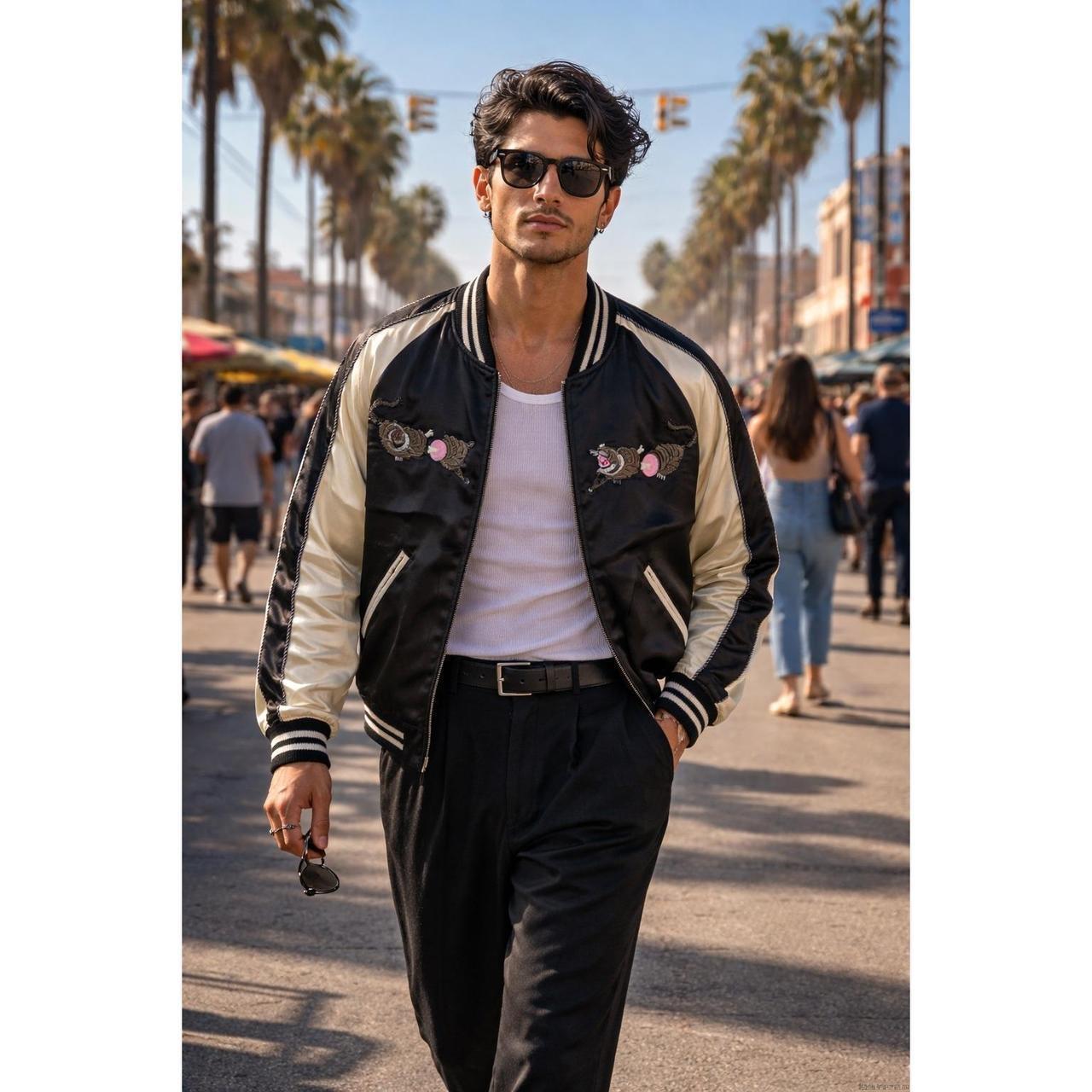 JohnUndercover Tiger Embroidered Sukajan Bomber Jacket BlackJUP9201 Size 3