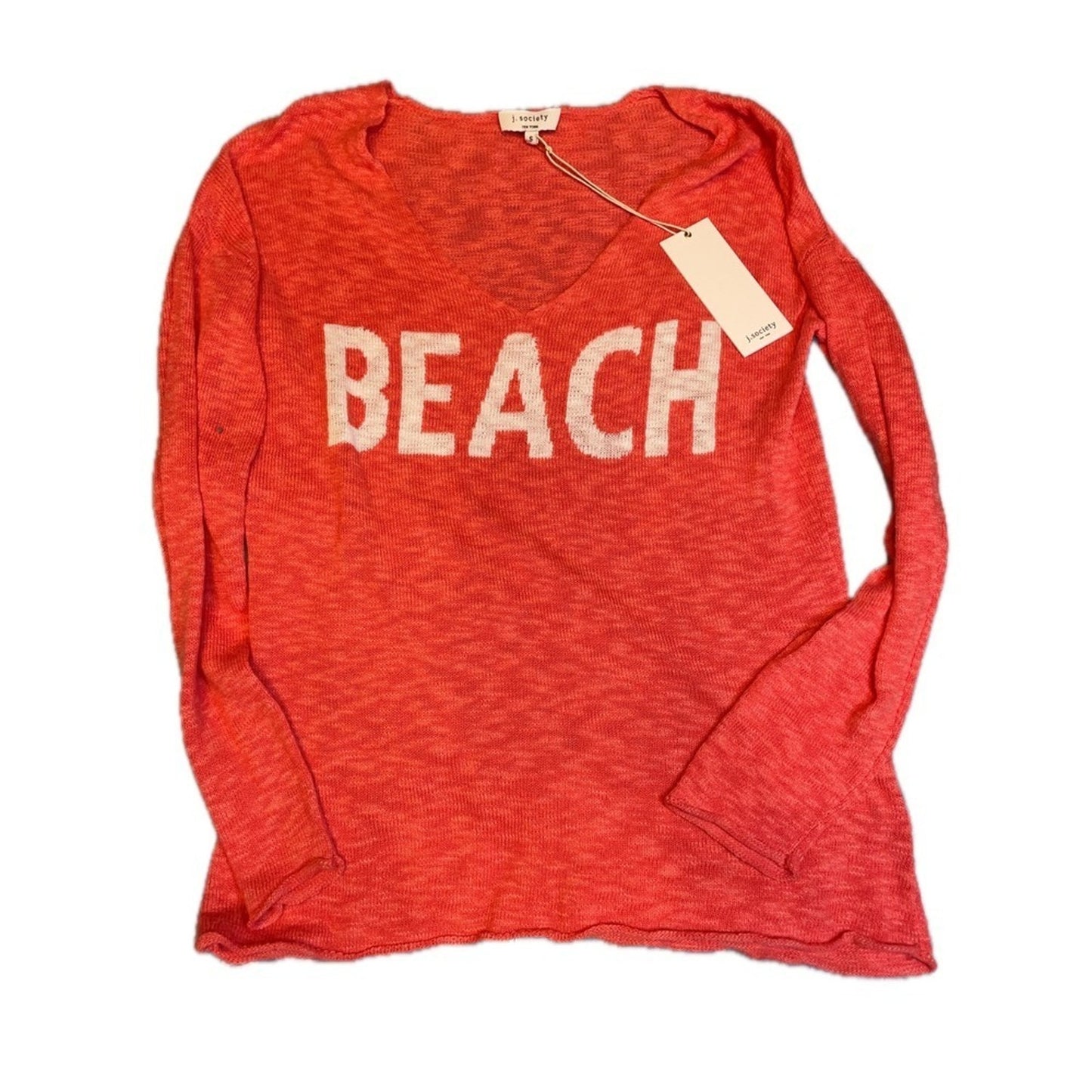 J Society Coral Beach V Neck Lightweight Knit Sweater Top Size S