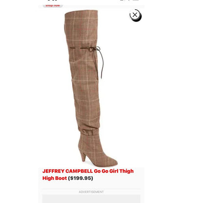 Brown Plaid Over The Knee Boots Women's Size 10 Stiletto Heel Lace Up Detail