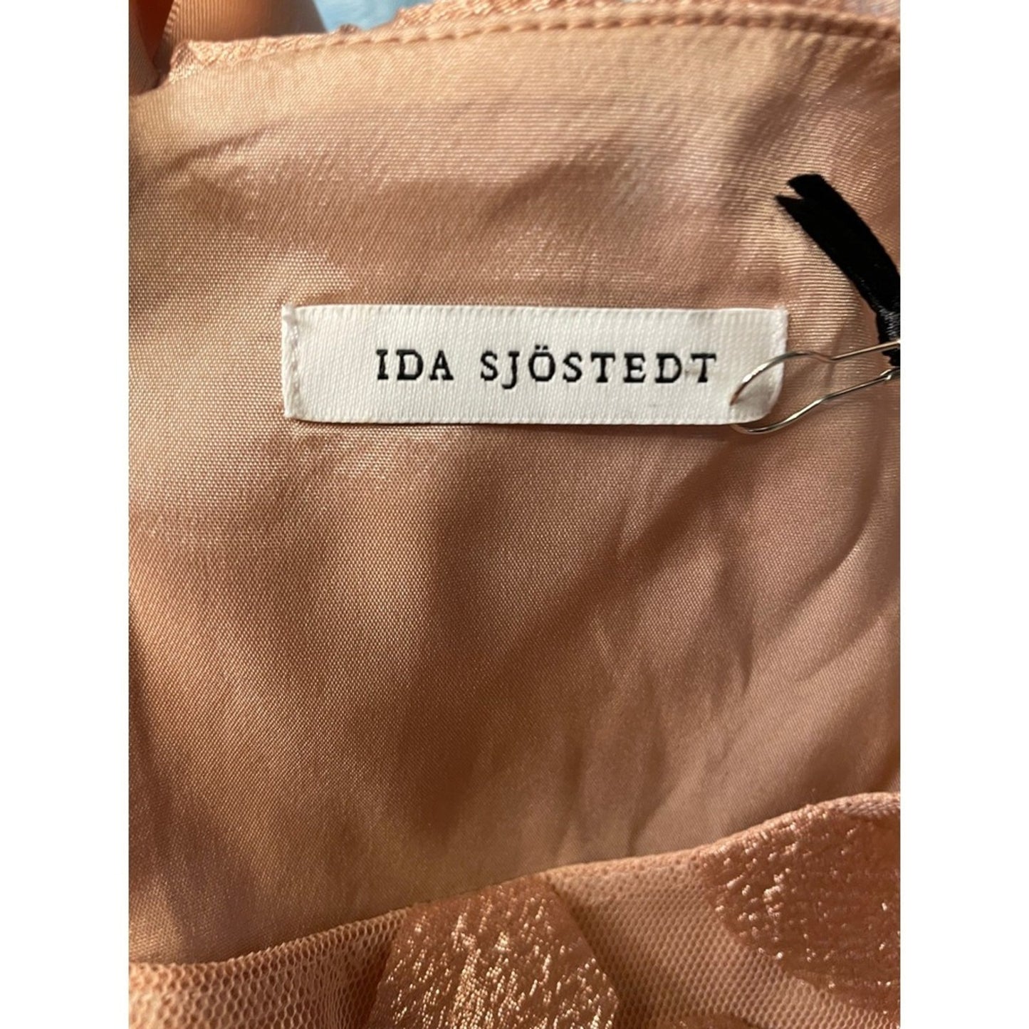 IDA SJÖSTEDT JOELY DRESS NUDE FLORAL APPLIQUE TULLE BOW BACK SIZE 36 4-6 USA NWT