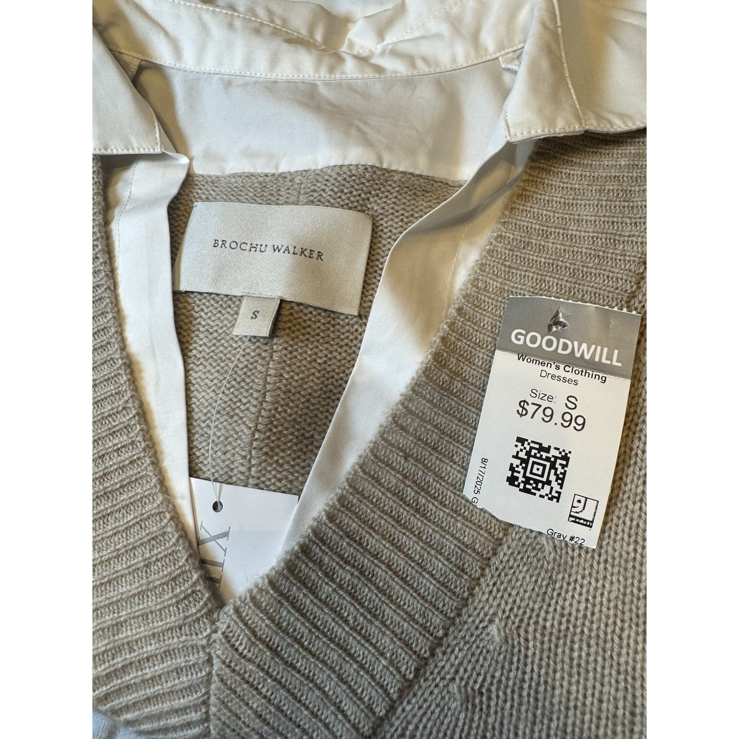 BROCHU WALKER Size M Camel White Wool Cashmere Knit Layered Pullover
