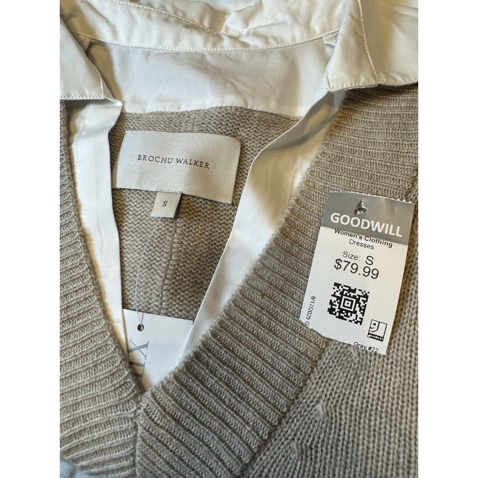 BROCHU WALKER Size M Camel White Wool Cashmere Knit Layered Pullover