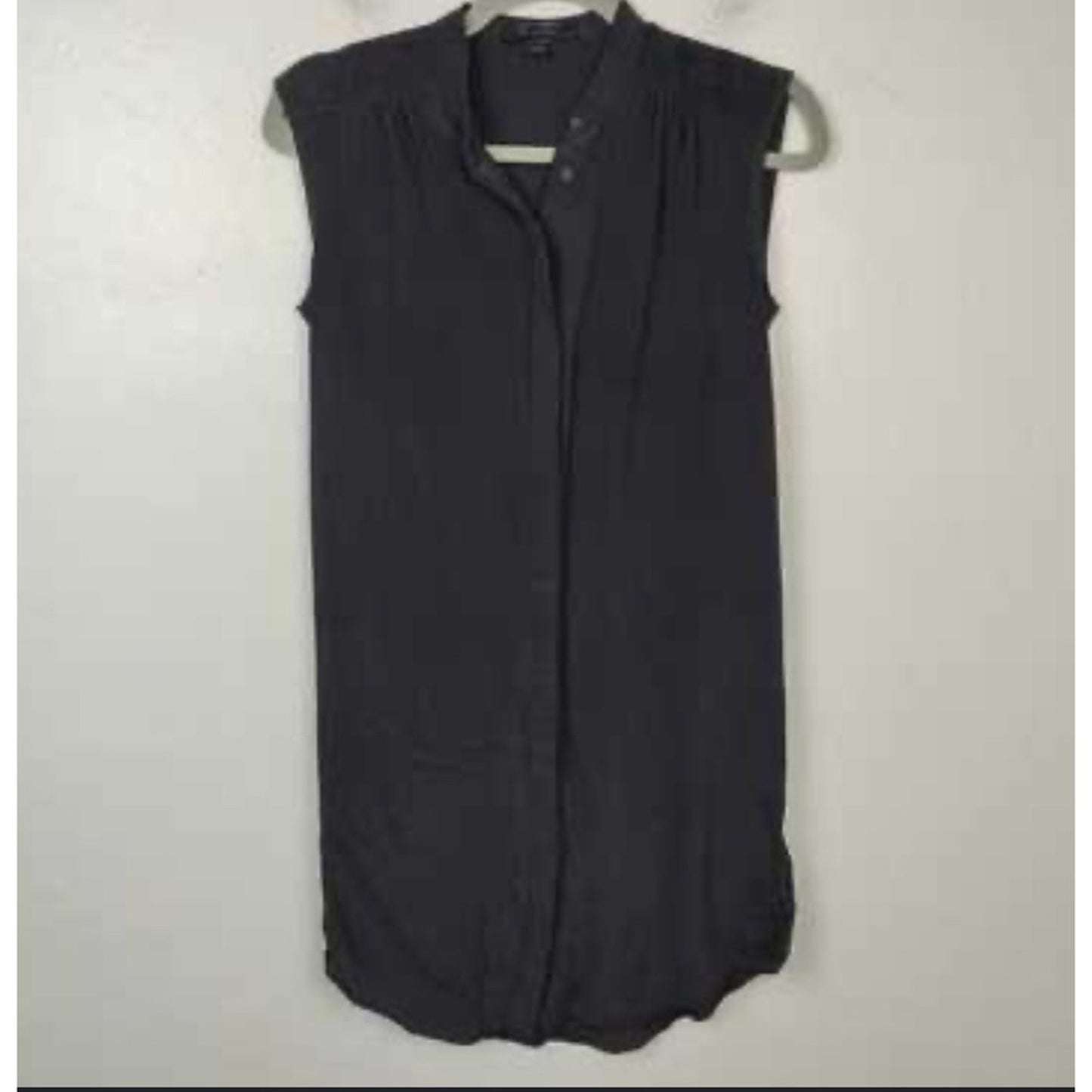 AllSaints Silk Sleeveless Button Down Dress Shirt Womens US 2 Black